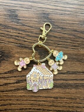 Stoney Clover Lane Gingerbread House & People Gold Keychain